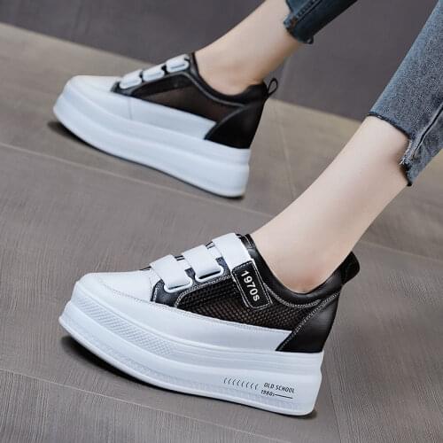 Summer White Tennis Women Shoes Canvas Velcro Female Row Shoes Platform Flats Casual Woman Vulcanize Shoes Platform Sneakers