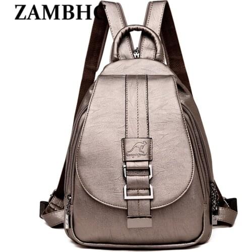 3 In 1 Womens Lake Blue Backpack High Quality Leather Backpacks for Teenagers Girls Elegant Female Shoulder Bag Travel Chest Bag