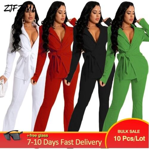 Женские элегантные брючные костюмы ZJFZML ZZ China At AliExpress