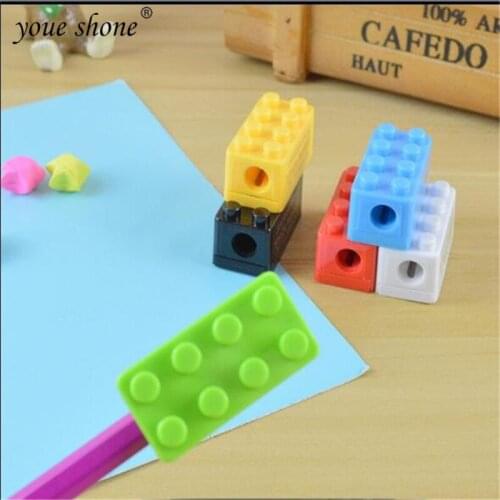 1pcs Cartoon Pencil Sharpener Building Block Pencil Sharpener Child Intelligence Game Toy Student School Supplies