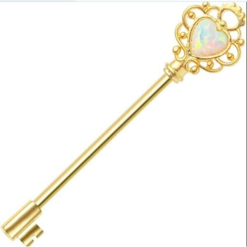 Lot 10pcs Free Shippment Industrial Barbell Heart & Key with Opalite Ear Long Barbells Ear Piercing 38MM NEW