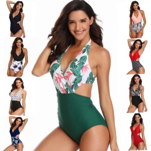 2021 Womens Swimming Suit Solid Color Printing 0ne piece Suit Swimwear Bodysuit Women Summer Push Up Plus Size Swim Wear XXL