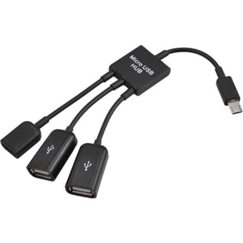 3 in 1 Micro USB HUB Male to Female & Double USB 2.0 Host OTG Adapter Cable
