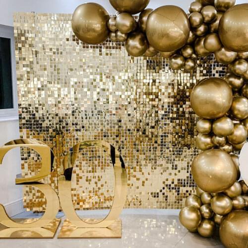 30X30cm 3D Rose Gold Sequin Shimmer Wall Backdrop Panels Board Background For Wedding Birthday Party Decoration 24 Pieces