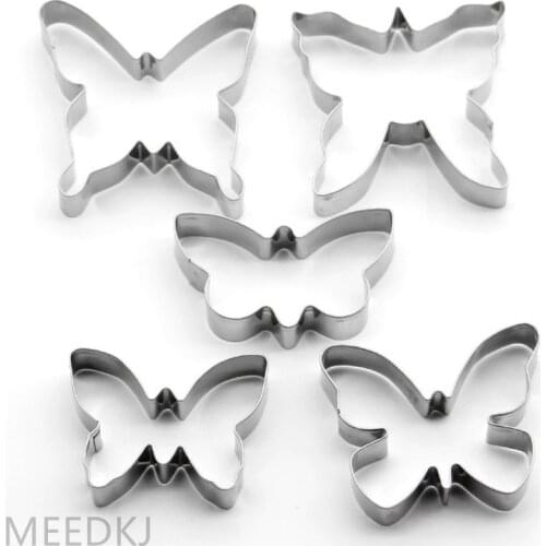 5 Pieces / Set of Cookies Butterfly Plunger Cutter Mould Baking Tool Decorating Cake Fudge Mold Dough Ice Cake Cutter
