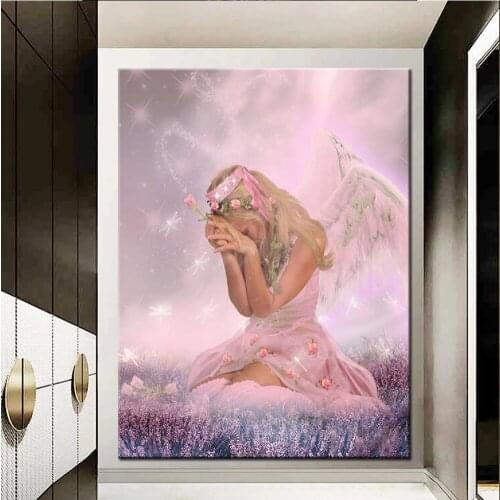 5D Diy Abstract Cartoon pink Sexy angel Castle Diamond Painting Full Square rhinestone Embroidery Mosaic Home Decoration