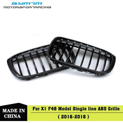 ABS Single line Bright Matte black Colour Carbon fiber Car Grille For BMW X1 F48 2016-2018