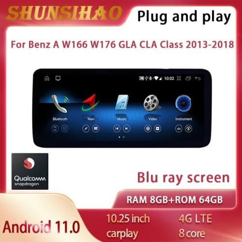 Qualcomm DSP Blu-ray car radio for 10.25 inch Benz a GLA CLA W166 W176 2013-2018 carplay GPS navi multimedia android all in one