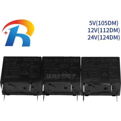 Free shipping 100PCS/lot NEW Relay SJ-S-105DM SJ-S-112DM SJ-S-124DM 05VDC 12VDC 12VDC 5A 250VAC 4PIN