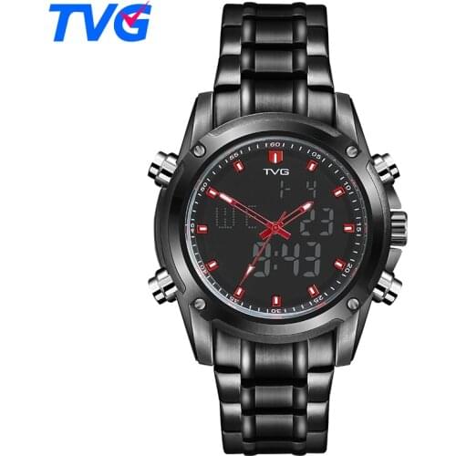 TVG Luxury Brand Watch Men Sport Waterproof Watches LED Digital Quartz Watch Military WristWatch Analog Clock Relogio Masculino