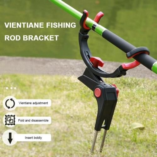 Double/SingleTurret Fishing Pole Holder Universal 360 Degree Fishing Rod Racks Sea Lake River Foldable Fish Rod Fix Pole Stand