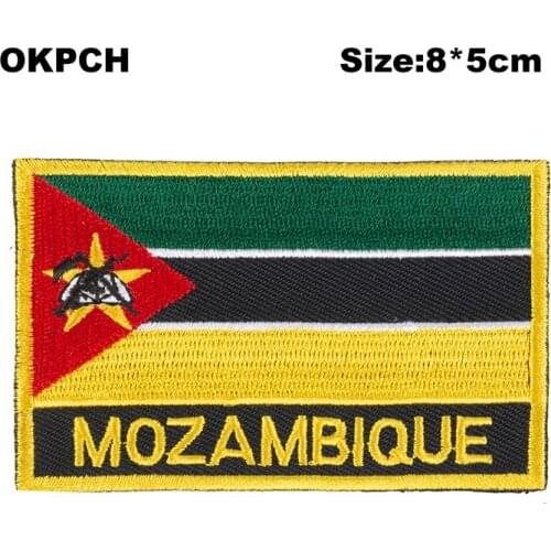 Mozambique Flag patcheswork fabric embroidery patch cutstom DIY stickers on clothing with iron PT0133-R