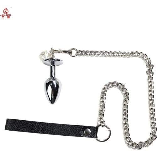 Jiuai Couples Accessories Metal Anal Plug Leather Leash Adult Bondage Games SM BDSM Sex Toys For Women
