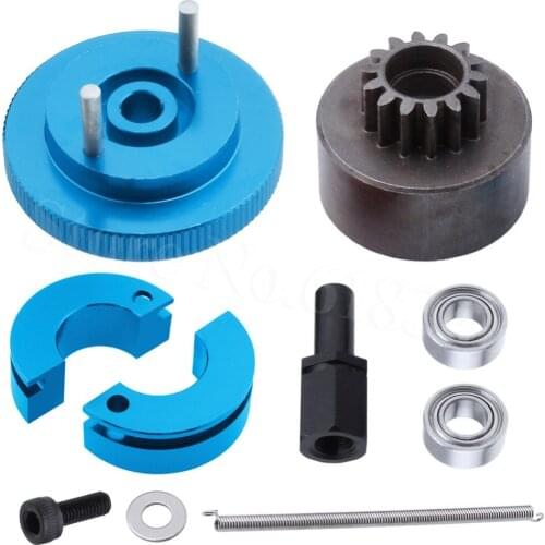 1 Set Complete Clutch bell 14T + Alloy Shoes / Spring Flywheel With Ball Bearing 10x5x4 mm for RC Car Nitro Powered Engine parts