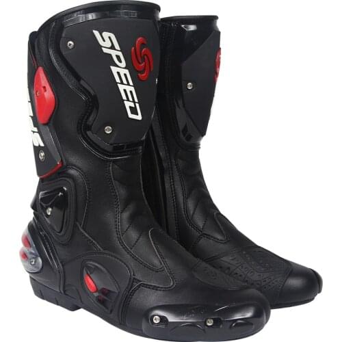 Leather Motorcycle Boots Motocross Shoes Ultra Fiber Wearable Anticollision Stiefel Bottes Laarzen Bot Botas Stivali with Gift