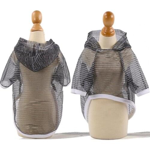 Puppy Summer Pullover Cartoon Printing Hooded Sun Protection Polyester Breathable Dog Blouse Casual Pet Clothes