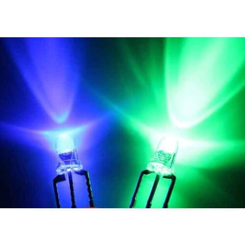 1000PCS / LOT LED lamp beads line, F3 blue-green double flash, fog, common cathode, long-legged 3MM color lights