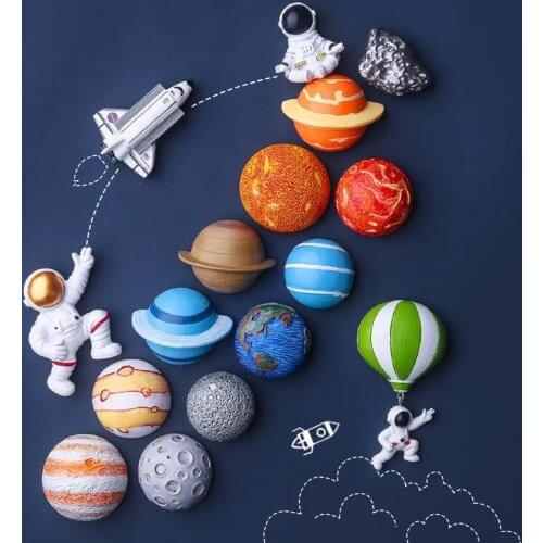 Planet Moon Sun Refrigerator Magnetic Sticker 3D Astronaut Creative Fridge Magnet Home Kitchen Decoration Space Shuttle Magnet