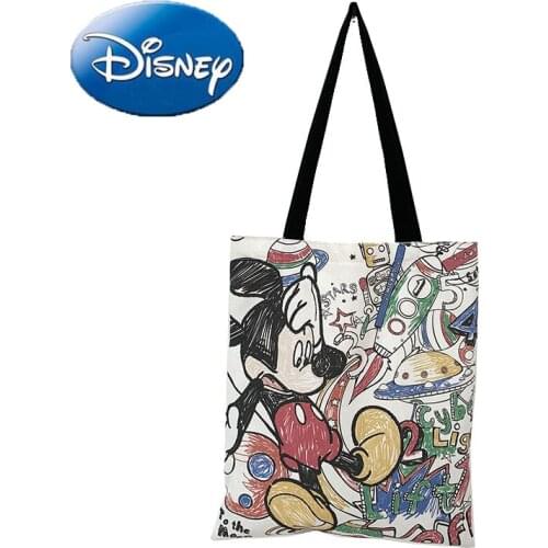 Disney Mickey Mouse Canvas Large Capacity Handbag Woman Shopping Bag Ladies Fashion Cute Cartoon Totes Send Girlfriend