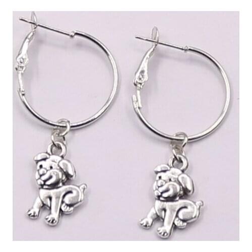 Cute dog Drop Earrings For Women Silver Color Ear Jewelry Lovely Animal dog Earrings Birthday Gift Wholesale Accessories