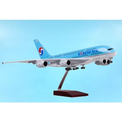 45.5CM 1/160 A380 Aircraft Korean International Aviation Model with Light Wheel Resin Aircraft Model Collection Gift Souvenir