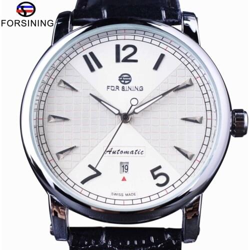 Forsining Men Fashion Business Classic Design Calendar Display White Dial Mechanical Clock Men Automatic Watch Top Brand Luxury