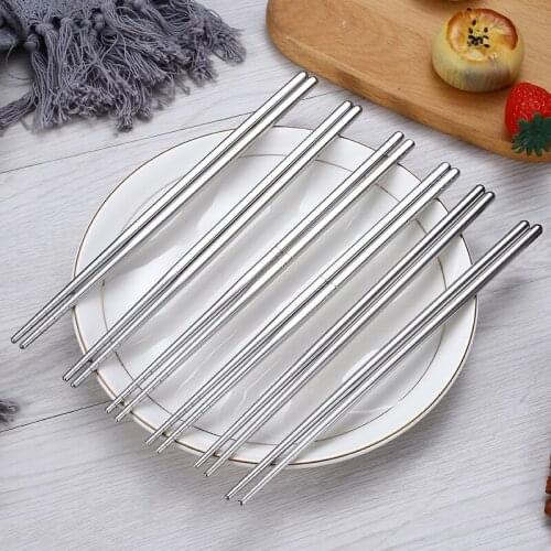 5 Pairs Stainless Steel Chopsticks Set Metal Non-slip Steel Chopstick Kit Reusable Kitchen Tools