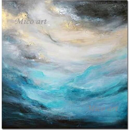 Newest Abstract Unframed Canvas Oil Painting Home Wall Decoration Pieces Art Blue Design High Quality Artwork Paintings Hot