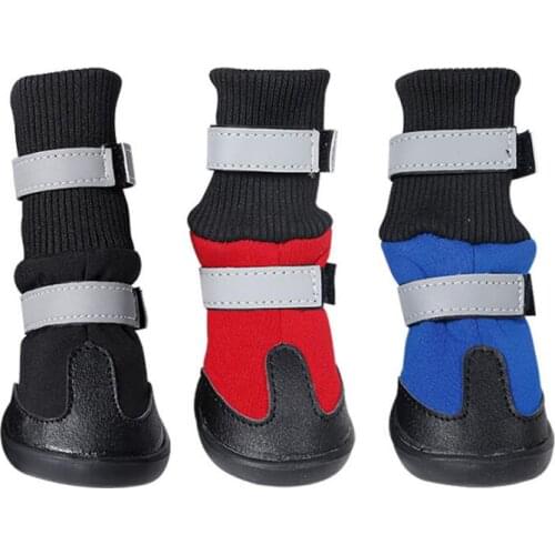 2016 new pet dog autumn winter warm boots dogs top quality shoes waterproof doggy safety reflecting stripe shoes 1set S M L XL