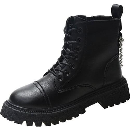 2021 Autumn Winter New European Style Original Designer Womens Boots Round Toe Flat Lace-up Motorcycle Boots with Platform