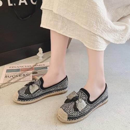 2021 Spring Autumn New Rhinestone Bow Womens Flat Vulcanize Shoes Fashion All-match Comfortable Ladies Shoes Zapatillas Mujer