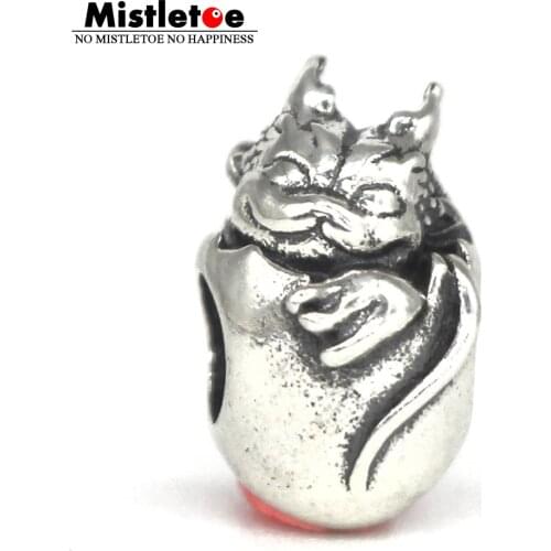 Mistletoe 925 Sterling Silver Egg Dragon Baby Charm Bead Original Design Jewelry