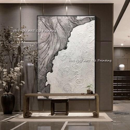 Original Abstract Art Grey Oil Painting 100% Handmade Posters Large Wall Art Canvas Pictures for Living Room Home Decoration