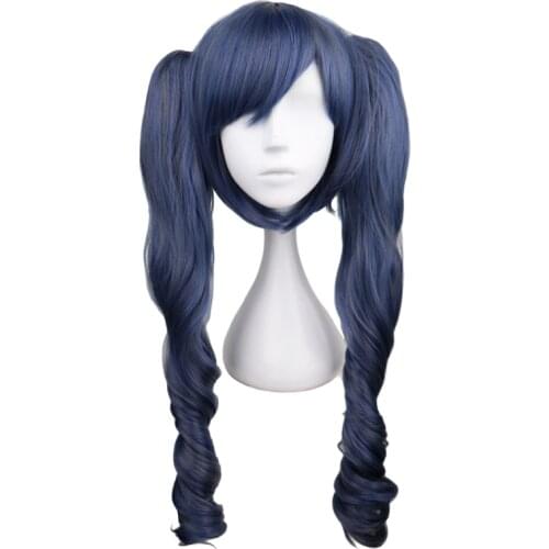 Black Butler Kuroshitsuji Ciel Phantomhive Wig Blue Grey Mix Synthetic Hair Cosplay Wigs With Clip Removable Ponytails + Wig Cap