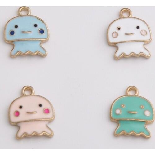 10pcs 12*15MM DIY alloy metal enamel Jellyfish charms dangle, nautical sea jelly pendants for bracelet earrings jewelry making