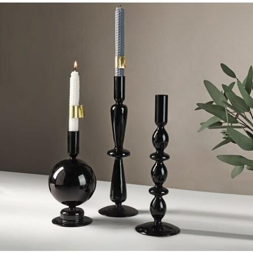 Simplicity Modern Glass Candle Holder Home Decoration Retro Ornament Dining Table Romantic Candlestick Photo Props Furnishings