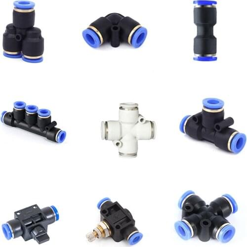 PY/PU/PV/PE/HVFF/LSA 4MM To 12MM Pneumatic Fitting Tube Connector Fittings Air Quick Water Pipe Push In Hose Quick Couping