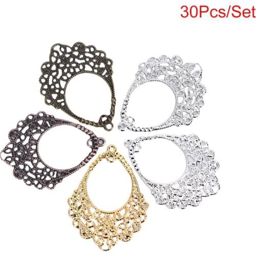 30pcs DIY Jewelry Earrings Ear Filigree Wraps Metal Connectors Crafts For Jewelry Making Accessories Stud Pin Charm Pendant