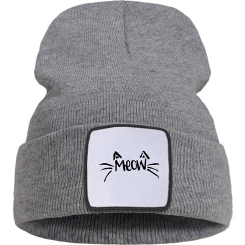 Sport Spring Warm Knitted Caps Hot Sale Unisex Beanie Hats Breathable Outdoor Skullies Hat MEOW Cute Cat Cartoon Bonnet Cap