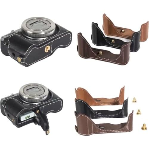 Camera Bag PU Leather Half Body Set Cover For Canon G7XIII G7X3 G7XII G5X G5XII G1X G1XII EOS M50 M100 EOS R RP Battery Open