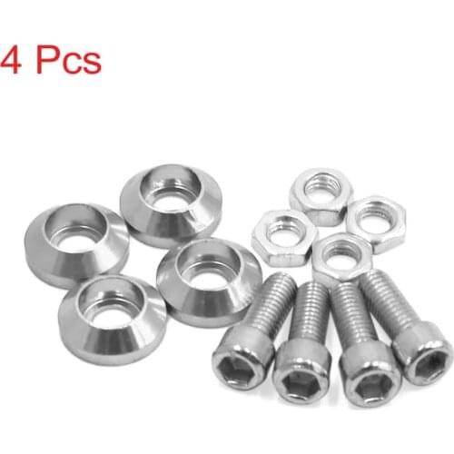 6mm Universal Silver Tone Motorcycle Windscreen License Plate M6 Bolts Screw 4Pcs