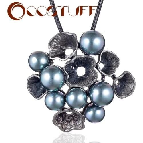 Vintage Jewelry Long Necklace for Women Flower Pendant Beads Chain Rope on the Neck Decoration Gifts Large Massive 2021 Female