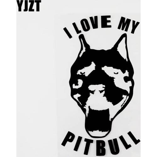 YJZT 10CM×16.8CM Interesting Animal I Love My Pitbull Vinyl Car Sticker Decal Black/Silver 8C-0333