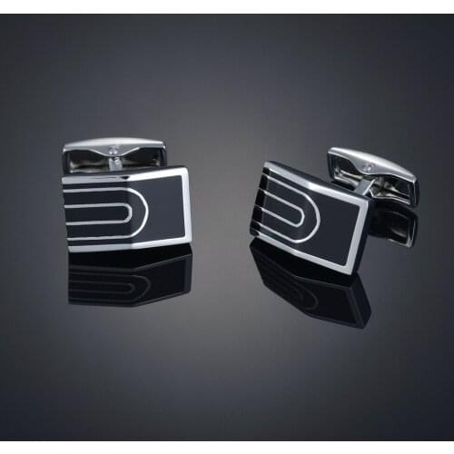 French Shirt Cufflink Men Enamel Black Laser Engraving Cuff Links For Wedding Party Fashion Simple Men Sleeve Shirt Cufflinks