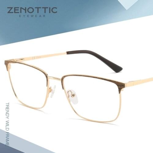ZENOTTIC Design Titanium Alloy Anti Blue Light Glasses Frame Men Business Style Square Optical Myopia Computer Gaming Eyewear
