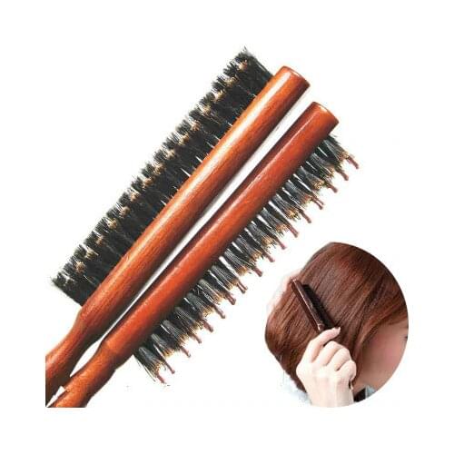 1 Pcs High Quality Wood Handle Natural Boar Bristle Hair Brush Fluffy Comb Hairdressing Barber Hairdresser Styling Tool