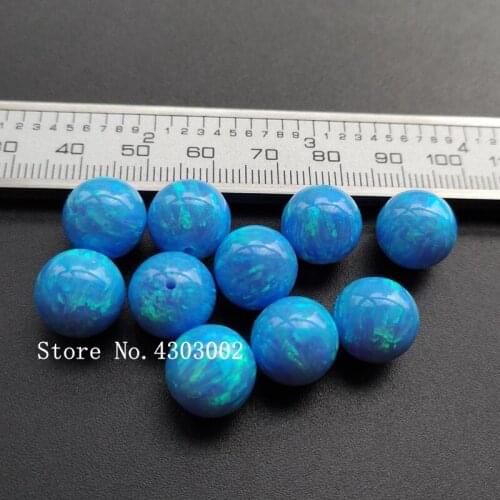 10pcs/lot 12mm Full Drilled Synthetic Round Opal Beads for DIY Jewelry Round Ball Opal