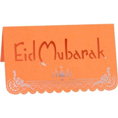 100pcs Eid Mubarak Paper Placecard Hollow Out Floral Lace Ramadan Table Card H3CF