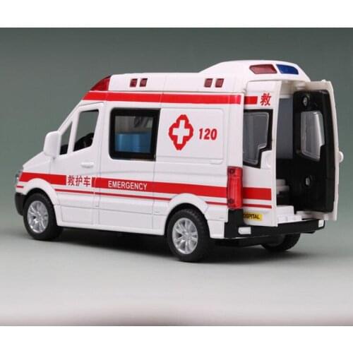 1/36 Scale 14.5CM Alloy Car Rescue the wounded 120 Ambulance Hospital Emergency Bus Pull Back Diecasts VehiclesModel ToyChildren