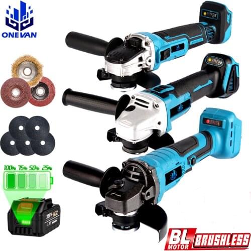 125MM Brushless Angle Grinder M14 Cutting Machine with Li-Ion Battery DIY Woodworking Electric Angle Grinder Grinding Power Tool